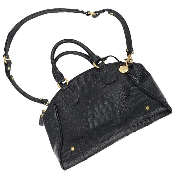 Brahmin Handbags - Brahmin Duxbury Satchel Black Melbourne Croc Embossed Leather Designer Purse Bag